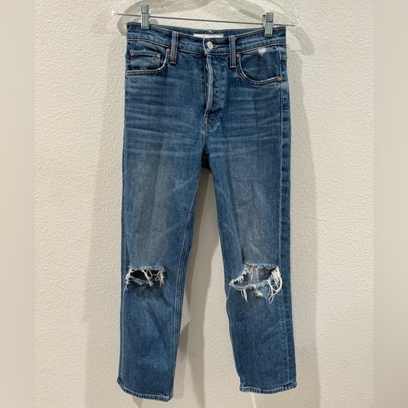 MOTHER Superior The Tomcat Distressed Crop Blue Jeans Playing with Scissors 25 - Picture 4 of 16